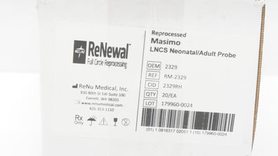 Medline RM-2329 ReNewal Full Circle Reprocessing Masimo LNCS Probe - Box of 20